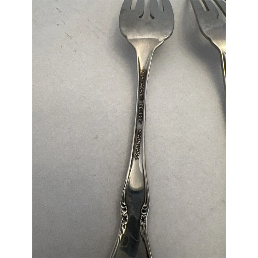 (5) Oneidacraft Deluxe CHATEAU Stainless Glossy Salad Fork Lot ~ 6 1/8”